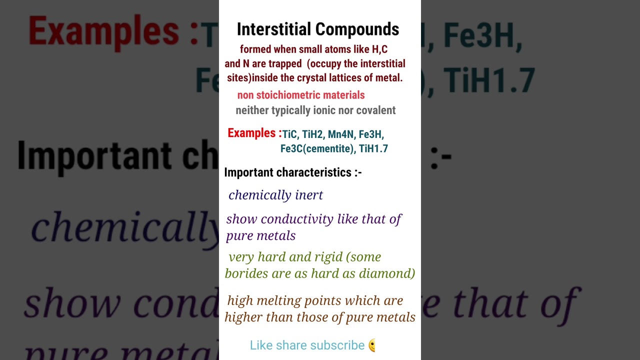Interstitial compounds|d and f block elements|Chemistry for neet htet kvs nvs pgt tgt exams