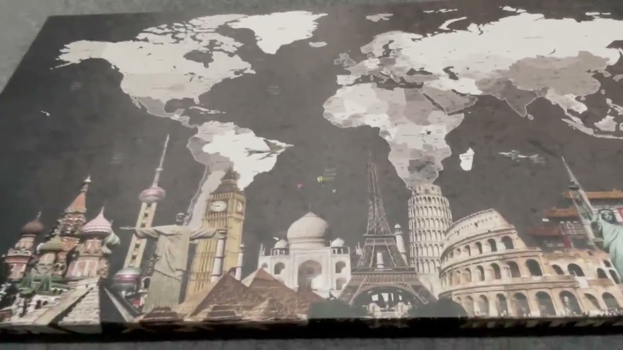 OLD WORLD MAP MONUMENTS CANVAS SET WALL ART