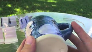Testing erbium oxide and neodymium oxide using line blends in glaze cone 6