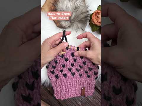 How to #knit Tiny hearts🖤. #knitting #knittingtutorial #knittingpattern #beanie