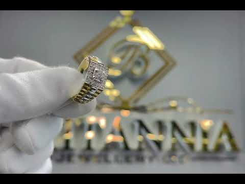 Stunning 9ct Yellow Gold Rolex-Style Men's Ring with Cubic Zirconia Gemstone #rolex #goldring