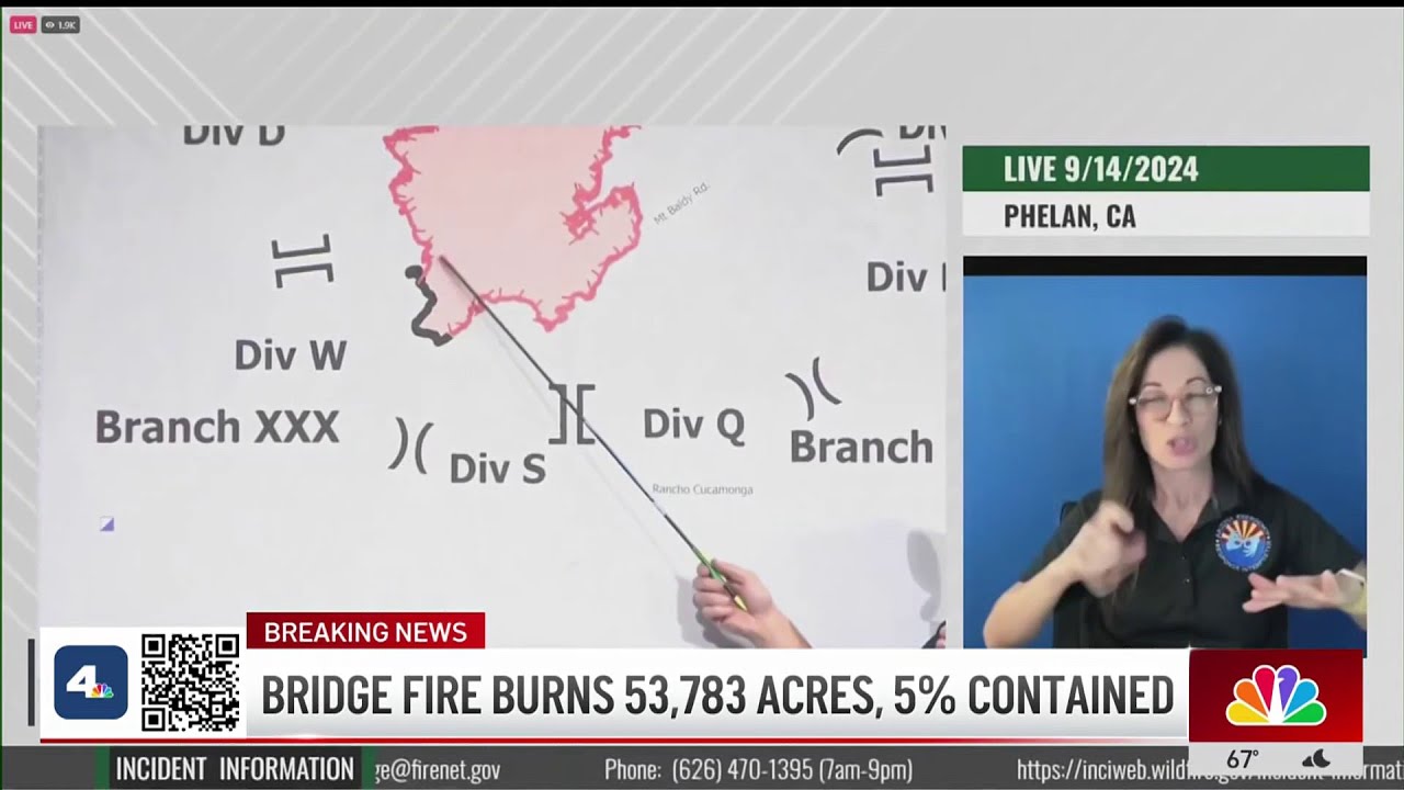 Fire officials provide update on the latest progress of the Bridge Fire