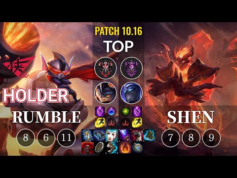 RW Holder Rumble vs Shen Top - KR Patch 10.16