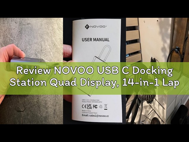 Vídeo relacionado con NOVOO Estación de acoplamiento con triple pantalla, 14 en 1 de USB C a doble HDMI 4K 60Hz Adaptador con DP 8K a 30Hz, 6 puertos USB C/A, PD de 100W, RJ45, SD/TF, 3.5 mm Audio para MacBook/Dell/HP