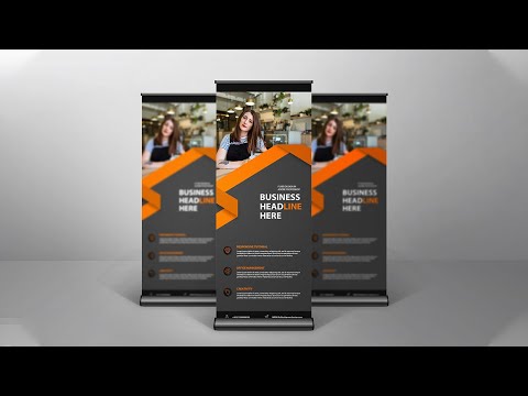 How to Design Corporate Roll Up Banner Photoshop Tutorial Professional Roll Up Vertex Graphic