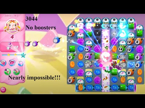 Candy Crush Saga Level #3044 no boosters sugar stars nearly impossible collect candy bombs #shorts
