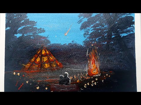 Campfire Painting by Samanvi #acrylicpainting #nature #art #drawing #video