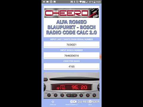 RADIO CODE for ALFA ROMEO B&B