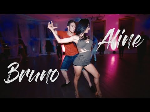 Zouk Dance - Bruno Galhardo & Aline Borges  Bachaturo  Holidays 2017  - Zouk improvisation in party