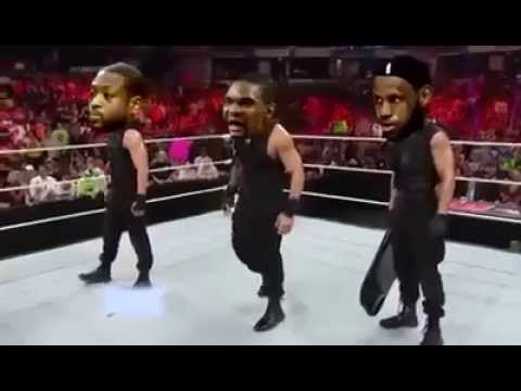 Lebron James Attacks Bosh and D. Wade with Steel Chair WWE x Wrestling [Parody] by Daveavin