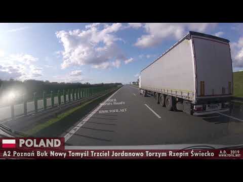 1142 POLAND - A2 Poznań Buk Nowy Tomyśl Trzciel Jordanowo Torzym Rzepin Świecko DASHCAM 2019
