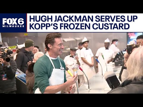 Hugh Jackman serves Kopp's custard | FOX6 News Milwaukee