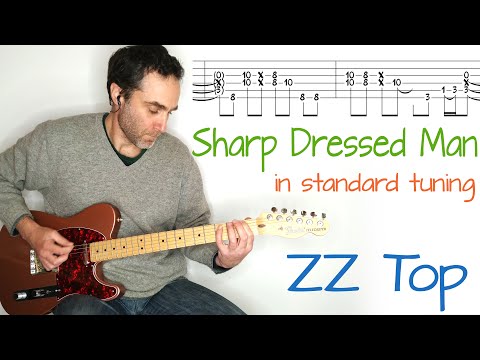 ZZ Top - Sharp Dressed Man - standard tuning - guitar lesson / tutorial / cover with tab