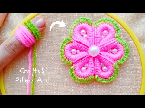 It's so Beautiful 🌟💖 Super Easy Woolen Flower Making Trick with Finger - You will Love It