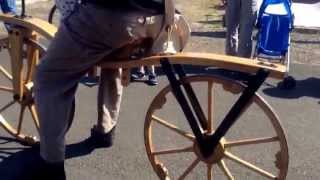 preview picture of video 'Old Wooden Bicycle from 1800s; Design is old but it looks like it was recently built; Civil War'