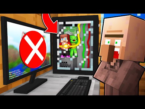 How JJ and Mikey Hide Inside Computer To Prank Villager in Minecraft (Maizen)