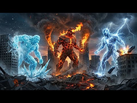 “ELEMENTAL CLASH: Fire, Ice & Lightning Titans Destroy an Entire City | Ultra Realistic Disaster”