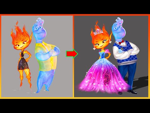Elemental Ember Lumen, Brook Ripple Glow Up ❤️ Disney Pixar Art 💄