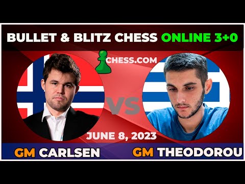 Magnus Carlsen vs GM Nikolas Theodorou | Blitz Match 3+0 | ChessCom | June 8 2023