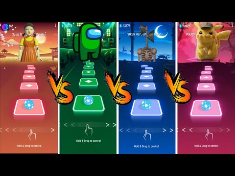 Squid game vs Among us vs Siren head vs Pikachu - Tiles hop edm rush