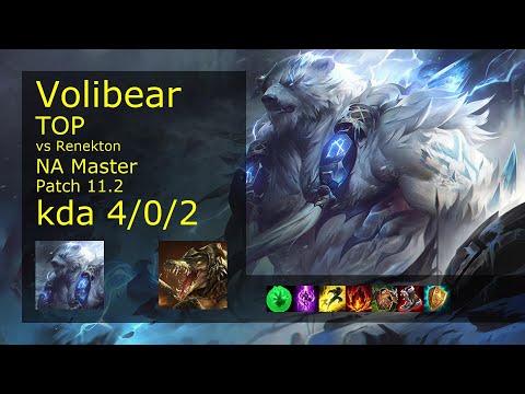 Volibear vs Renekton Top - NA Master 4/0/2 Patch 11.2 Gameplay