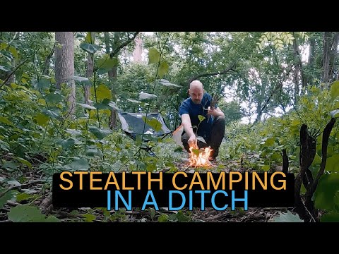 Stealth Camping in a Ditch | Bicycle Tent Camp | Rain