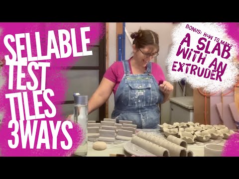 3 ways to make Useable, Test Tiles. easy pottery giveaway items, Make a slab with an extruder, Emily