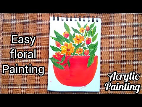 easy flower painting/ Acrylic painting for beginners