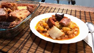 Como hacer Garbanzos con habichuelas Verdes con Calabaza y su pringá. #14