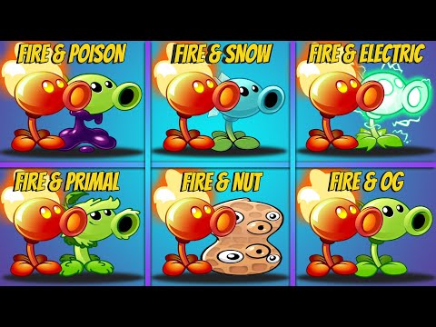 PvZ 2 - 6 PAIR Fire PEA Team & Other PEA Plants - Which Best Pair? - Team Plants Battlez