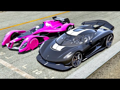 Koenigsegg Jesko 8000 HP Electric vs Red Bull X2010 8000 HP - Drag Race 20 KM