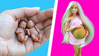 Amazing Barbie Pregnant and Hairstyle ~ DIY Barbie Hacks.