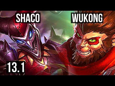 SHACO vs WUKONG (JNG) | 13/2/7, Dominating | EUW Diamond | 13.1