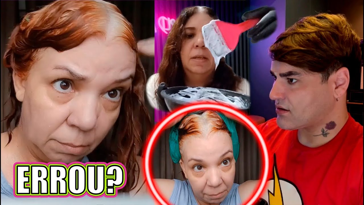 ELA  QUERIA FICAR LOIRA 😢 MAS PASSOU ESCURO E NÃO MOSTROU O DESCOLORANTE QUE DESCOLORIU COM CREME