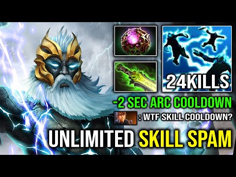 UNLIMITED SKILLS SPAM 2 Seconds CD Arc Lightning Zeus with Instant 1 Shot Octarine Dota 2