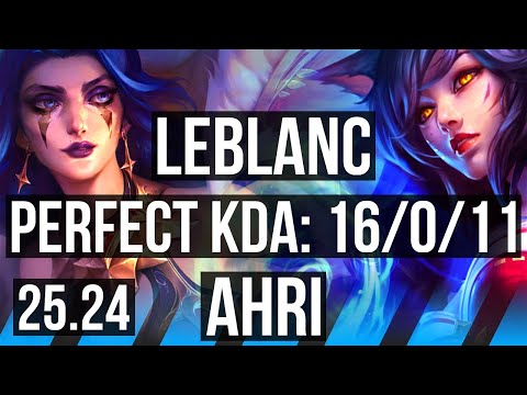 LEBLANC vs AHRI (MID) | Perfect KDA: 16/0/11 | EUW Master | 25.24