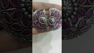 German silver earrings(big size tops) #jewellery #tops #ruby colour stone (320 rupees)