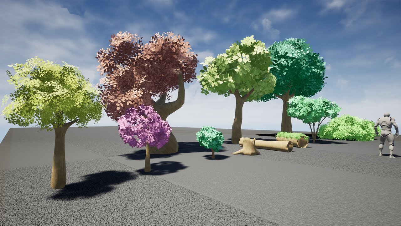 Stylized Trees and Foliage 3D Model