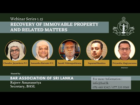 BASL Webinar 1.15: Recovery of Immovable Property and Related Matters