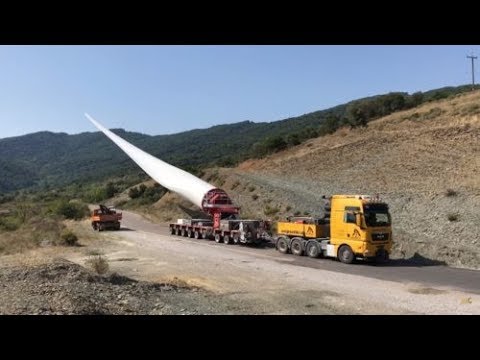 Amazing Loading And Transporting Of 60 Meter Turbine Blades With Blade Lifts - Anipsotiki SA