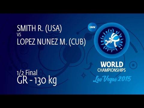 1/2 GR - 130 kg: M. LOPEZ NUNEZ (CUB) df. R. SMITH (USA) by TF, 8-0