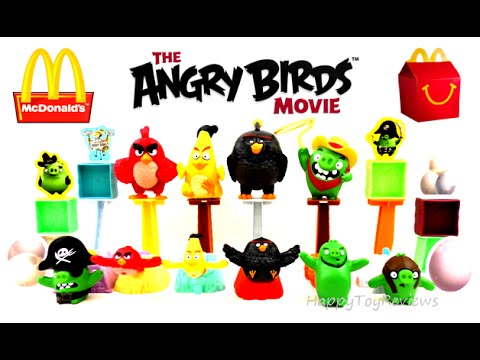 2016 THE ANGRY BIRDS MOVIE McDONALD'S SET OF 10 HAPPY MEAL KIDS TOYS ROVIO COLLECTION REVIEW 3D FILM Video