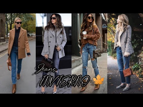 MODA 2023 INVIERNO LOOKS CASUALES CON JEANS MODA 2023 MUJER OUTFITS CON PANTALONES DE MODA