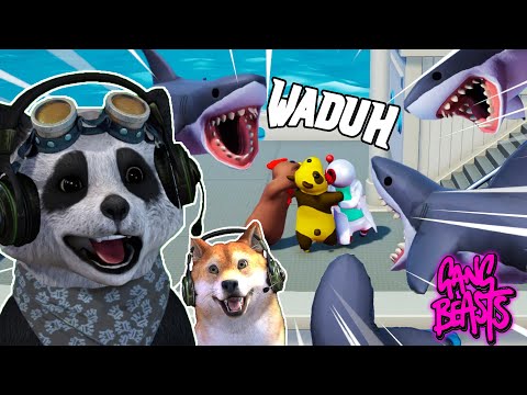 BERANTEM DI TENGAH LAUT YANG BANYAK HIU GANAS!!! - Gang Beasts Indonesia