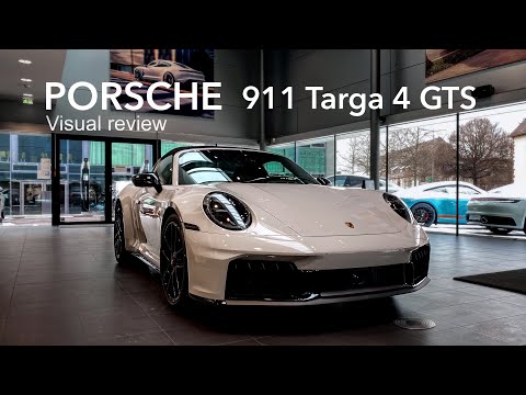 2026 Porsche 911 Targa 4 GTS in Chalk Grey color - Exterior and interior in detail.