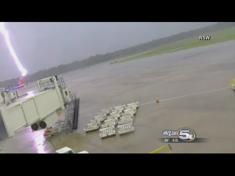 Caught on Camera: Lightning Strikes Plane, Injures Worker