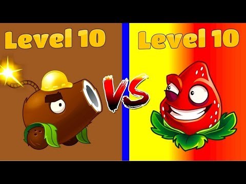 Plants vs Zombies 2 Coconut Cannon, Strawburst vs Every Hard Zombies - Every Plant Power UP Gameplay