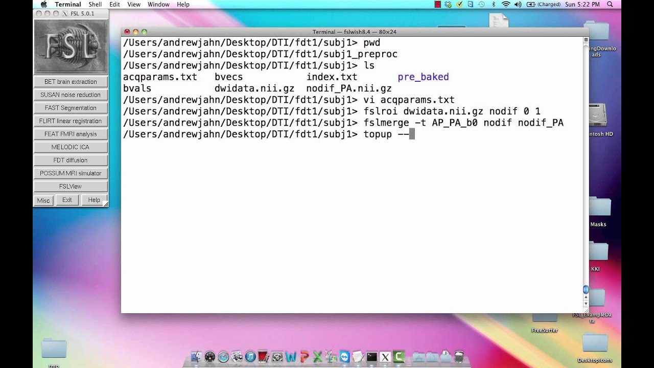 DTI Analysis, Step 1: Run TopUp