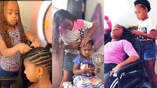 💕 KIDS BRAIDING AND STYLING HAIR TRANSFORMATION 💕 / Little Girls Doing Their Own Hair