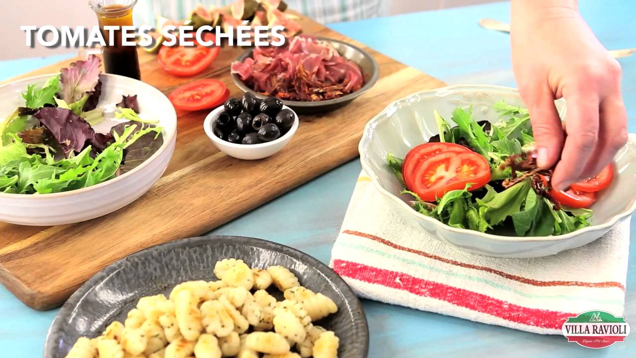 Salade de mesclun aux gnocchis poêlés